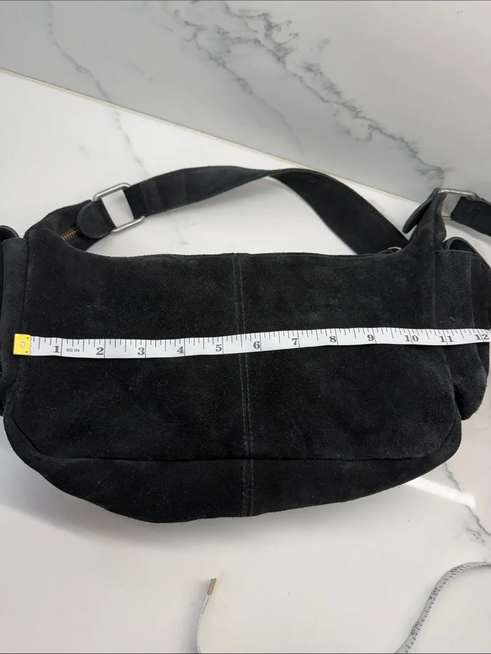Free People Black Suede Bag with Front Zip Pocket